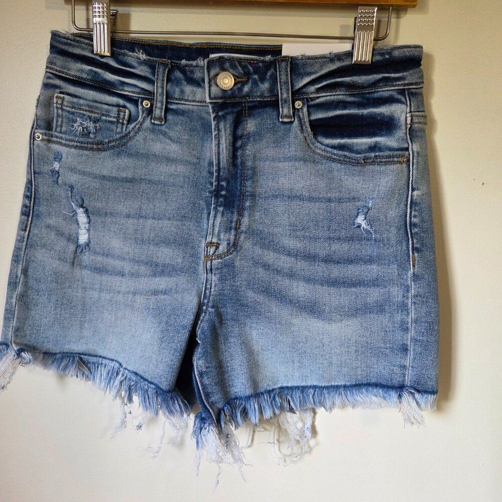 NWT ZENANA HIGH RISE RAW HEM STRETCH SHORTS SIZE LARGE WOMENS
